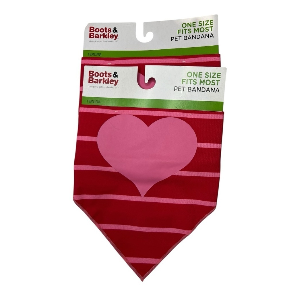 NEW - (2) Boots & Barkley Red and Pink Striped Pet Bandana
